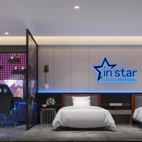 现代电竞酒店客房3D模型下载